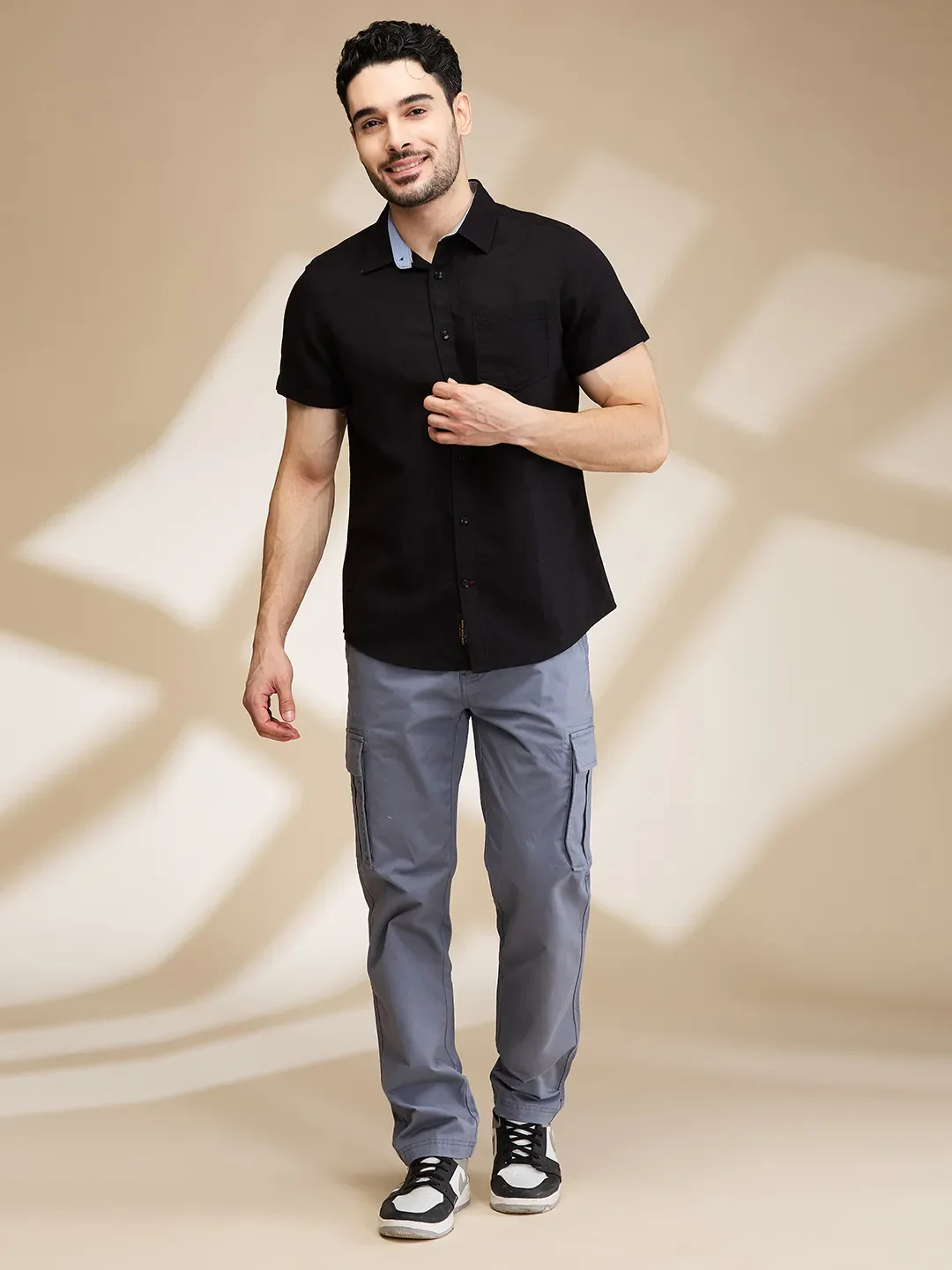 Black Slim Fit Regular Collar Men's Shirt by Being Human Clothing - Image 2