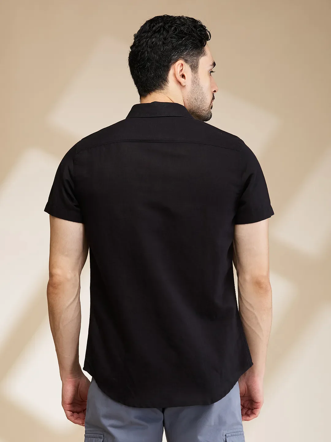 Black Slim Fit Regular Collar Men's Shirt by Being Human Clothing - Image 3