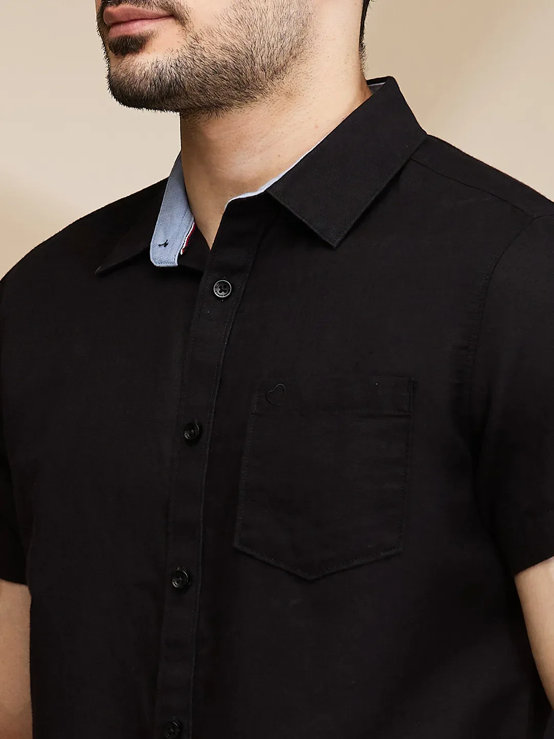 Black Slim Fit Regular Collar Men's Shirt by Being Human Clothing - Image 5