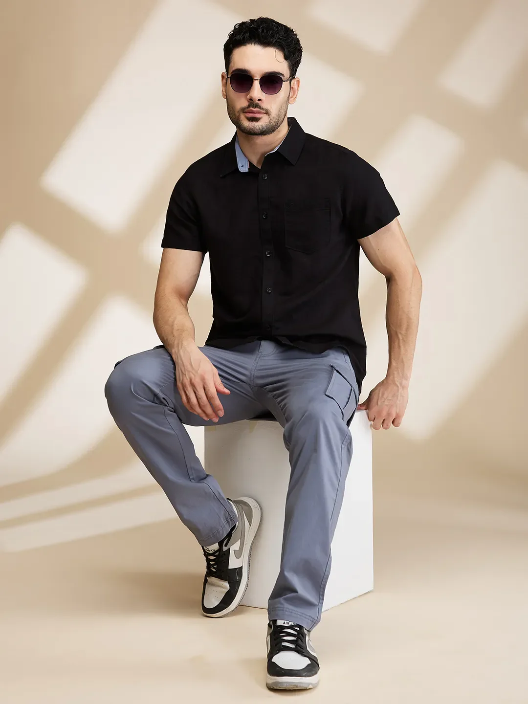 Black Slim Fit Regular Collar Men's Shirt by Being Human Clothing - Image 6