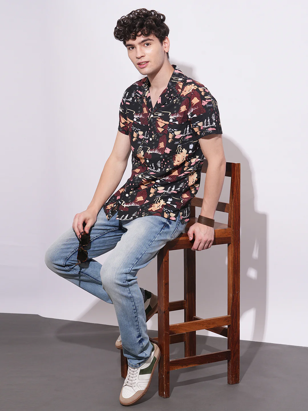 Black Regular Fit Regular Collar Men's Shirt by Being Human Clothing - Image 5