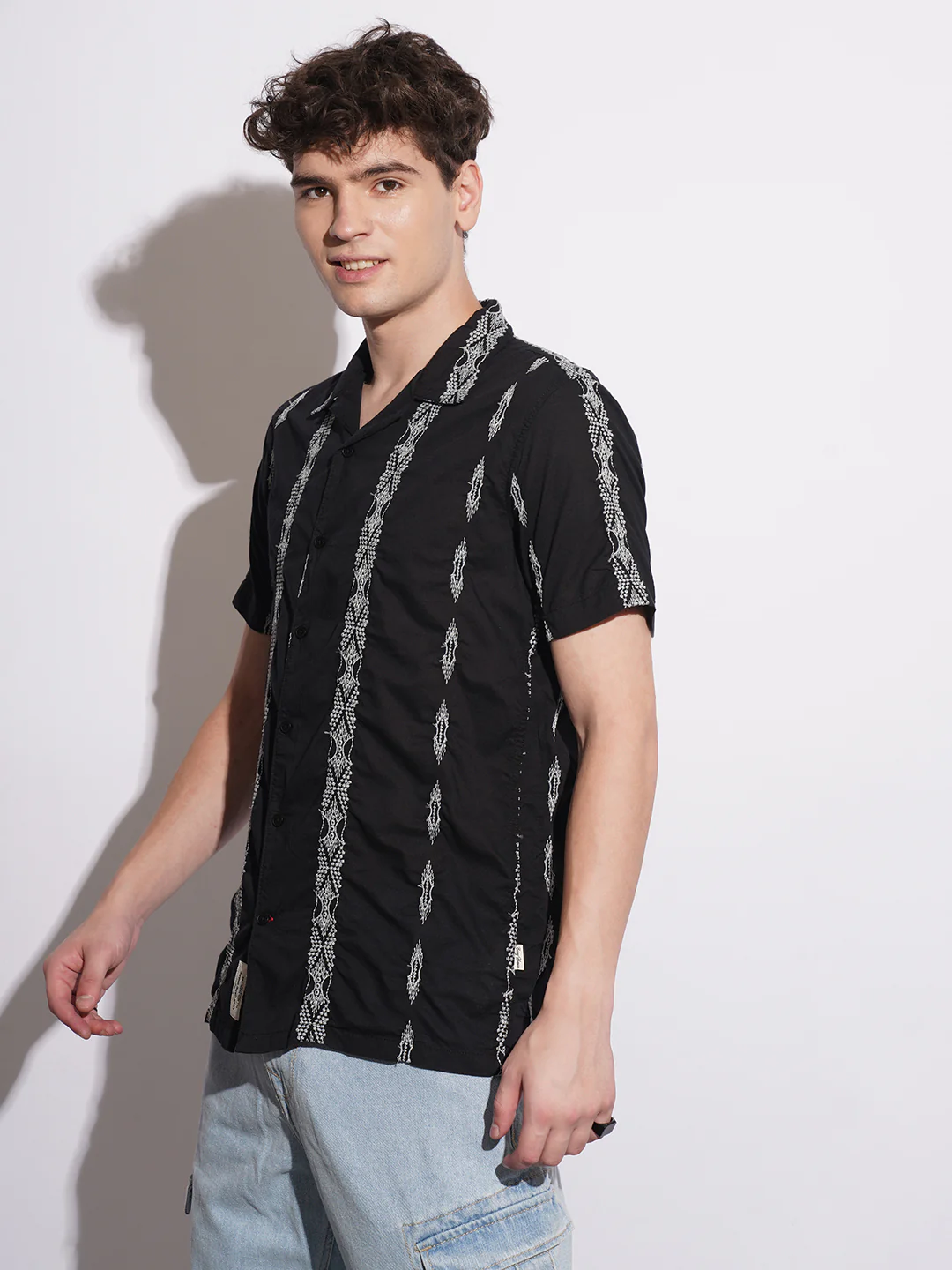 Black Regular Fit Regular Collar Men's Shirt by Being Human Clothing - Image 2