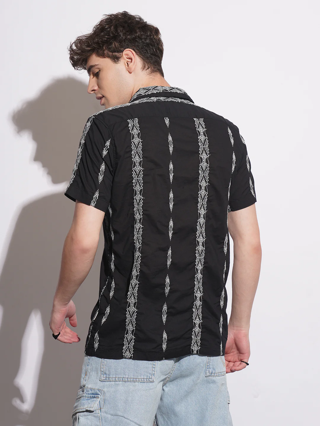 Black Regular Fit Regular Collar Men's Shirt by Being Human Clothing - Image 3