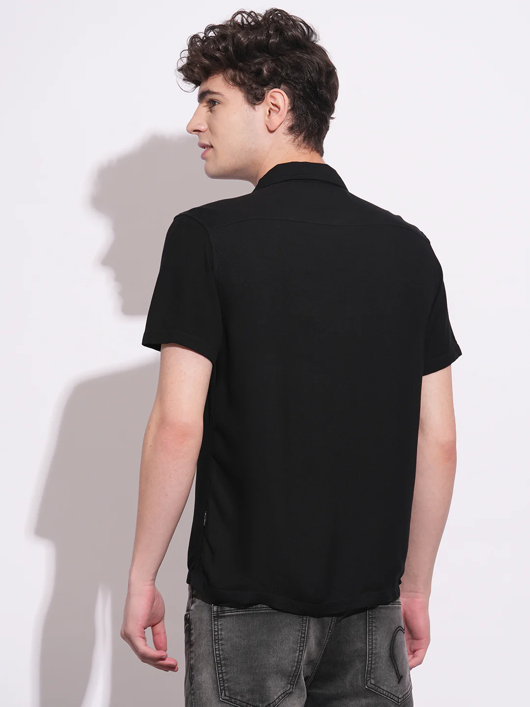 Black Regular Fit Regular Collar Men's Shirt by Being Human Clothing - Image 3