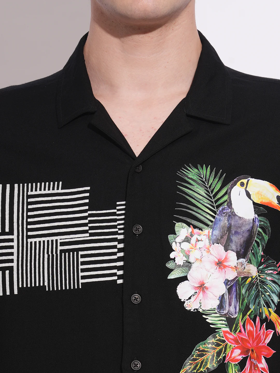 Black Regular Fit Regular Collar Men's Shirt by Being Human Clothing - Image 4