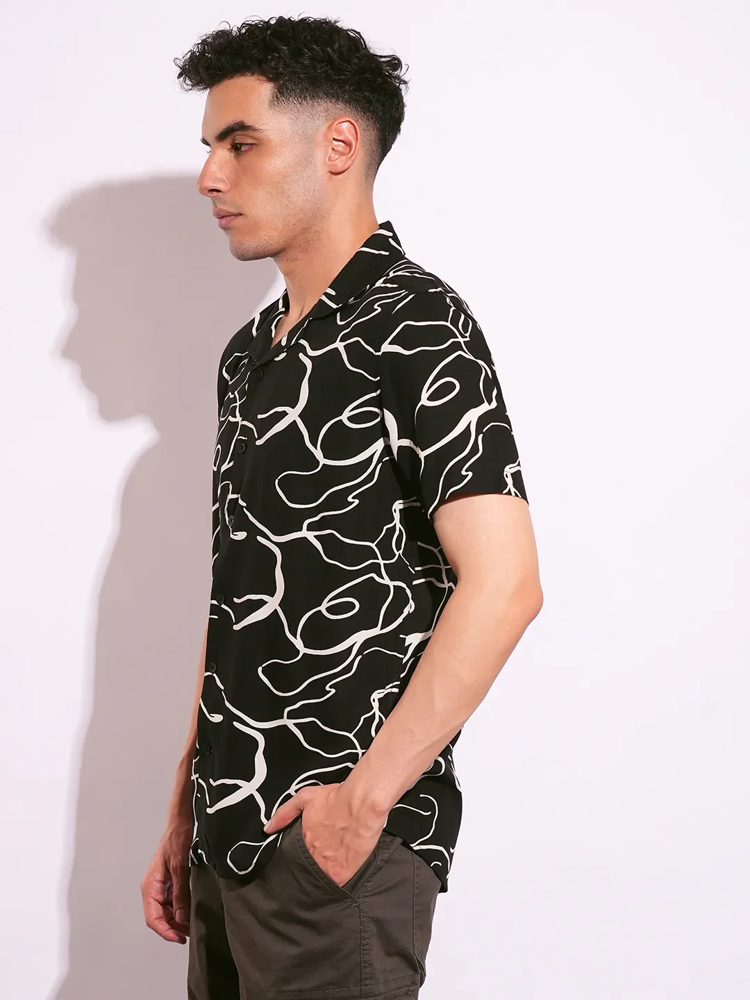 Black Regular Fit Regular Collar Short Sleeves Men's Shirt by Being Human Clothing - Image 2