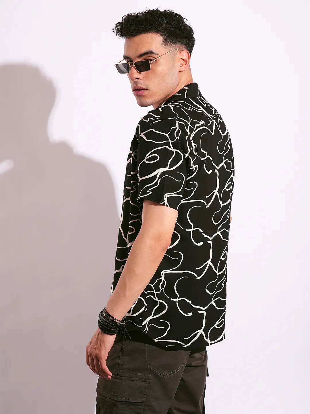 Black Regular Fit Regular Collar Short Sleeves Men's Shirt by Being Human Clothing - Image 6