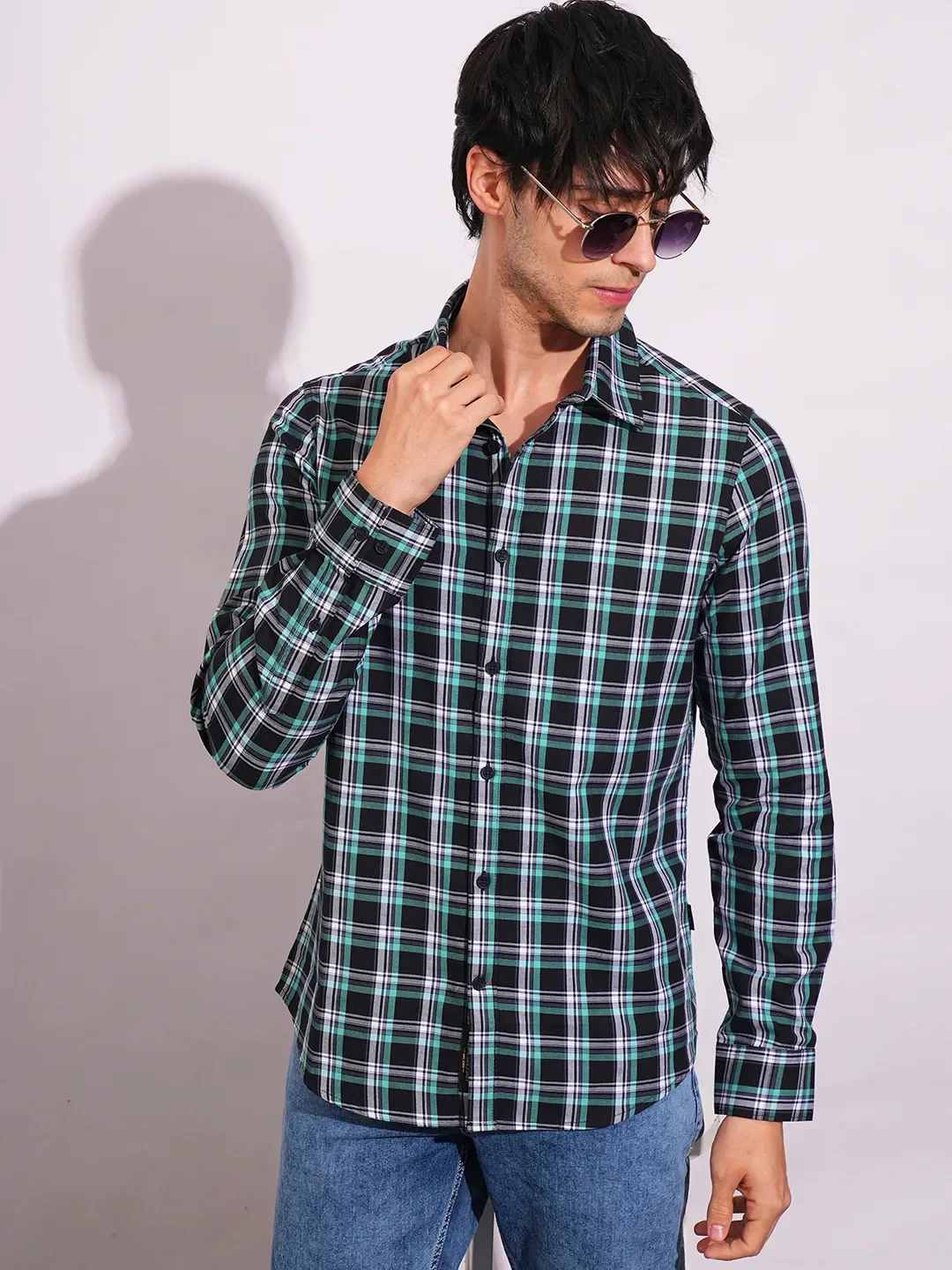Black Slim Fit Regular Collar Men's Shirt by Being Human Clothing - Image 6