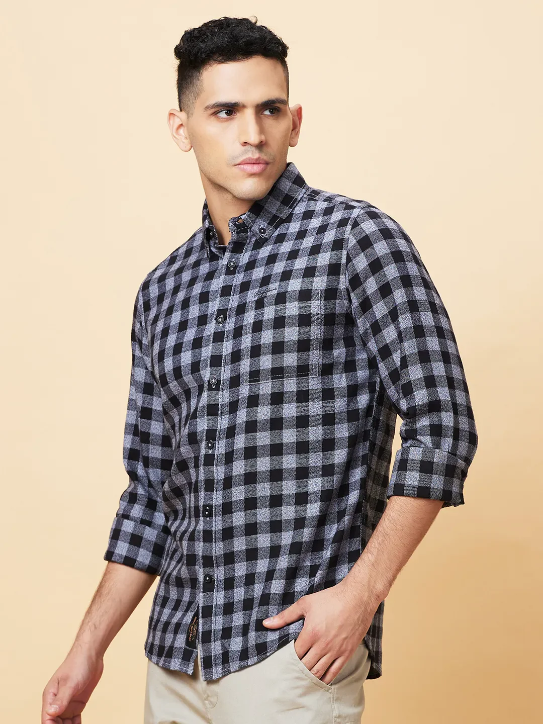 Black Slim Fit Regular Collar Men's Shirt by Being Human Clothing - Image 4