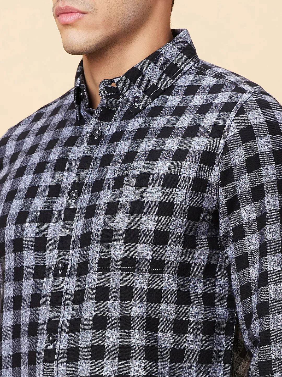 Black Slim Fit Regular Collar Men's Shirt by Being Human Clothing - Image 5