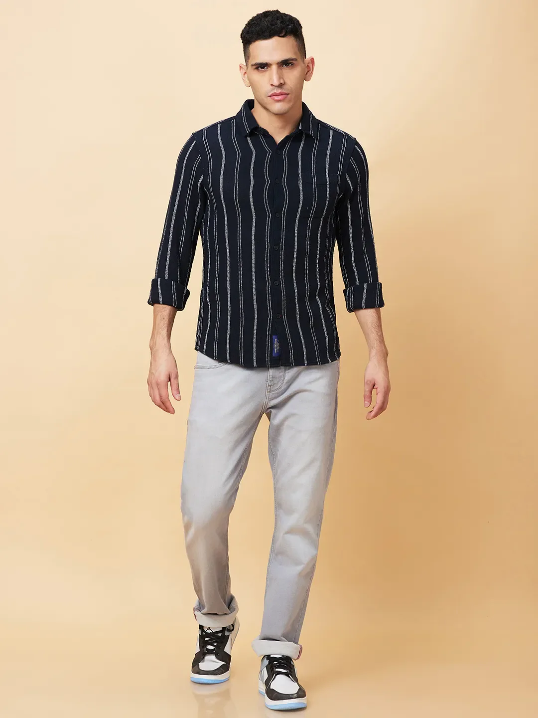 Black Slim Fit Regular Collar Men's Shirt by Being Human Clothing - Image 2