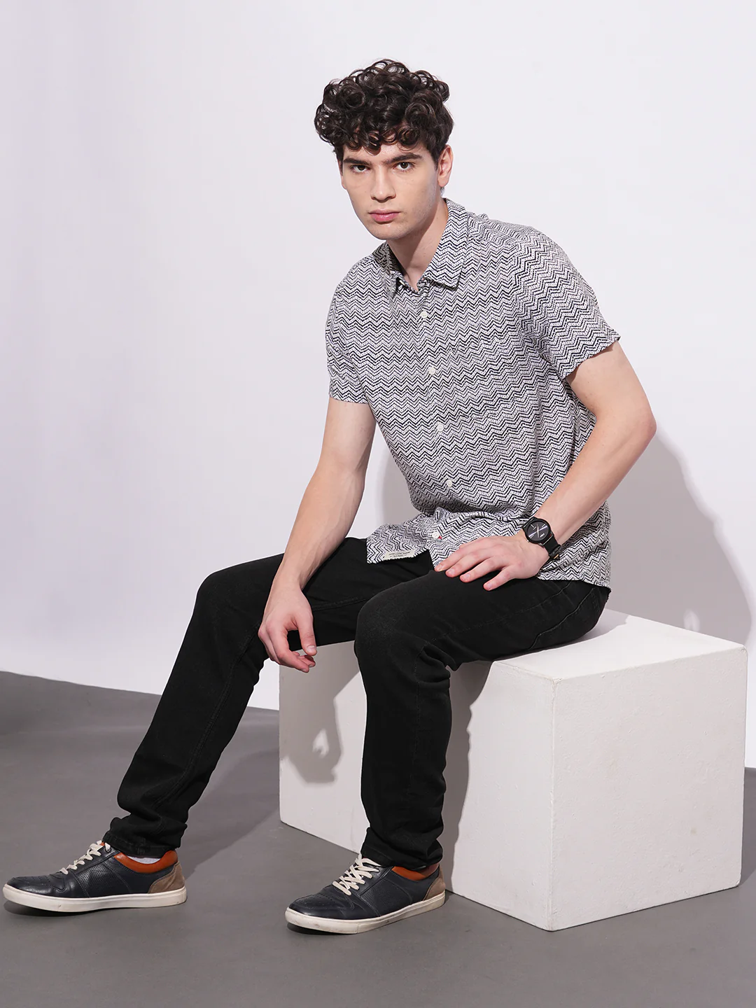 Black Regular Fit Regular Collar Men's Shirt by Being Human Clothing - Image 5