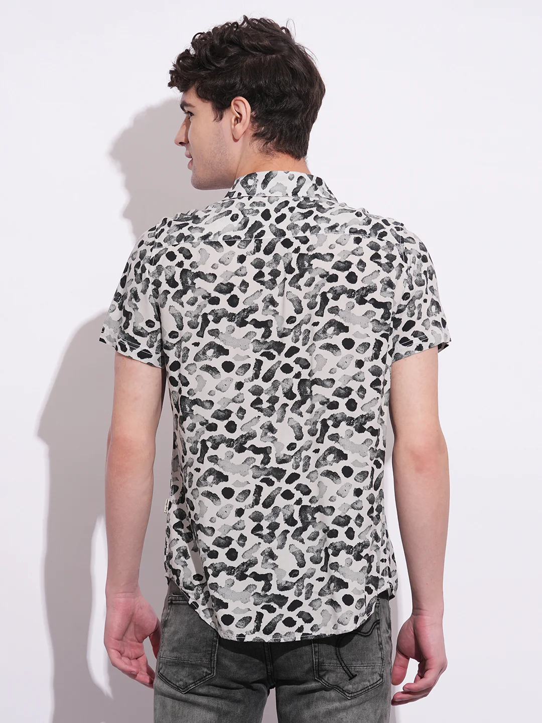 Black Regular Fit Regular Collar Men's Shirt by Being Human Clothing - Image 3