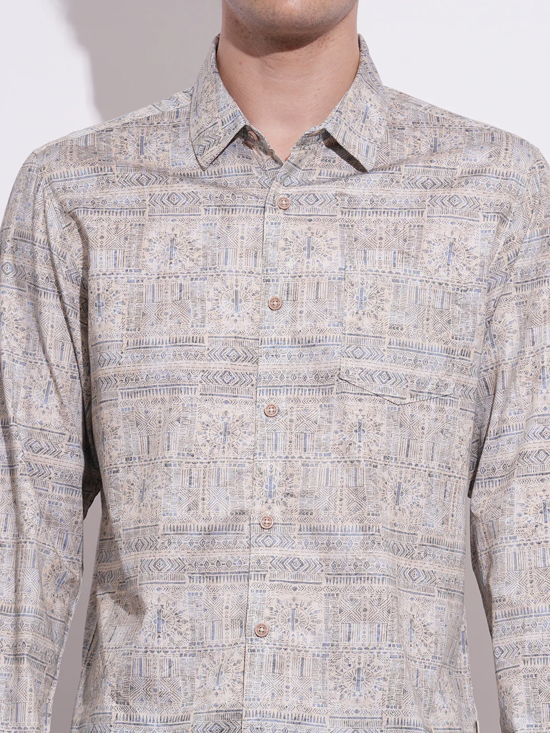 Blue Regular Fit Regular Collar Men's Shirt by Being Human Clothing - Image 4