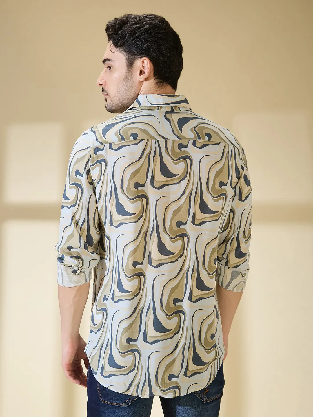 Blue Regular Fit Regular Collar Men's Shirt by Being Human Clothing - Image 3