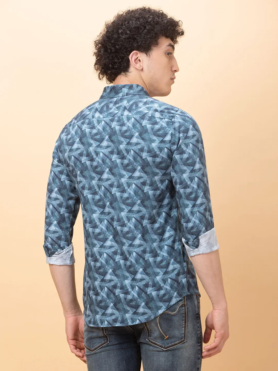 Blue Slim Fit Regular Collar Men's Shirt by Being Human Clothing - Image 3