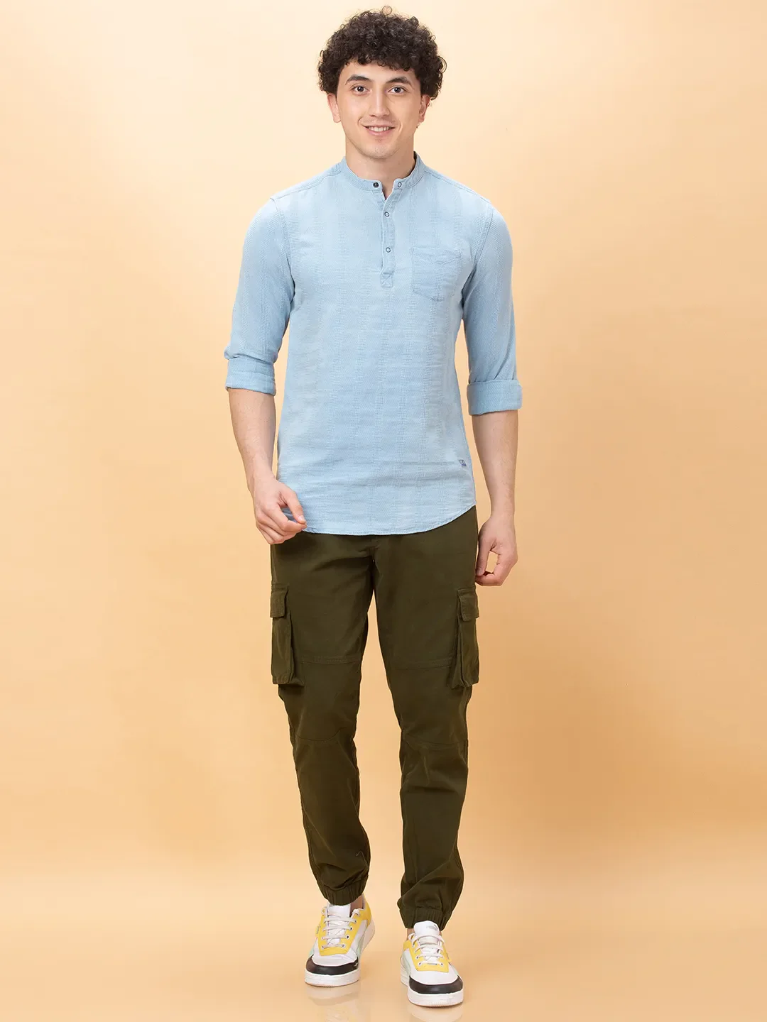 Blue Slim Fit Regular Collar Men's Shirt by Being Human Clothing - Image 2