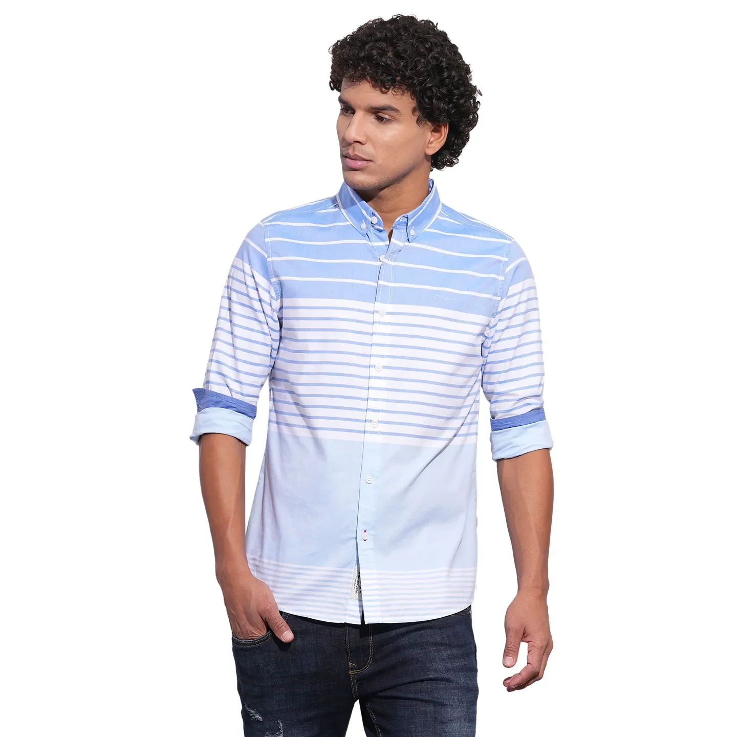 Blue Regular Fit Regular Collar Men's Shirt by Being Human Clothing - Image 4