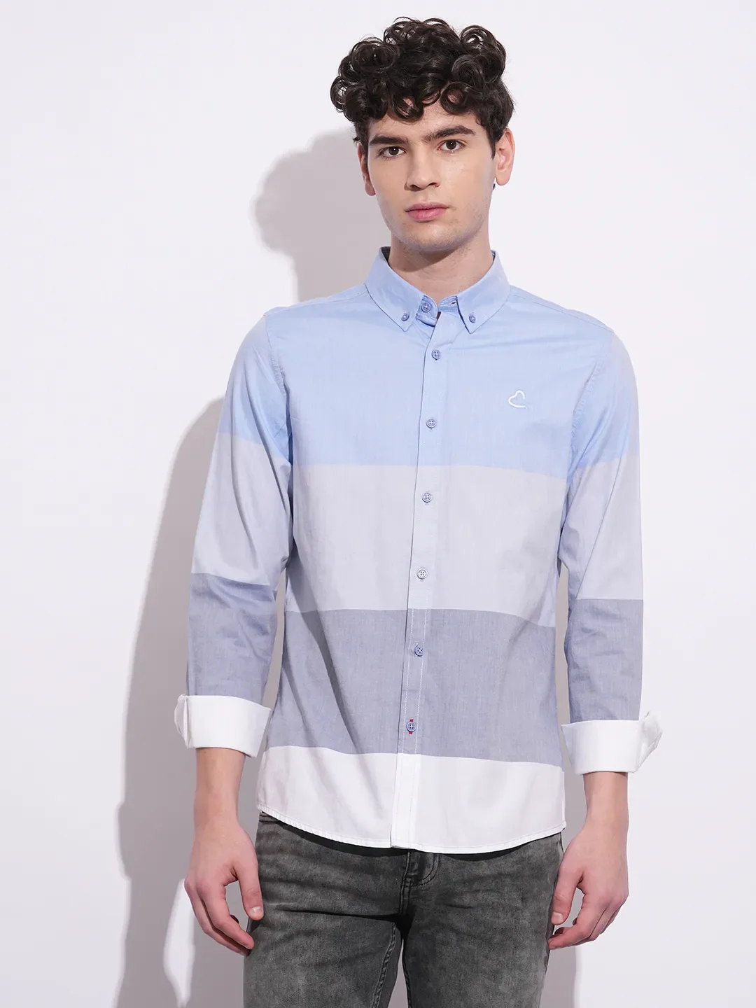 Blue Regular Fit Regular Collar Men's Shirt by Being Human Clothing