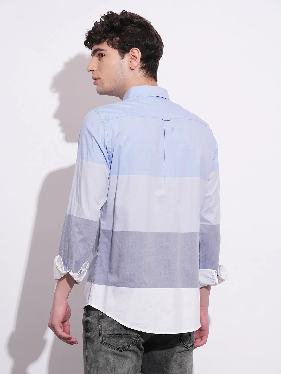 Blue Regular Fit Regular Collar Men's Shirt by Being Human Clothing - Image 3