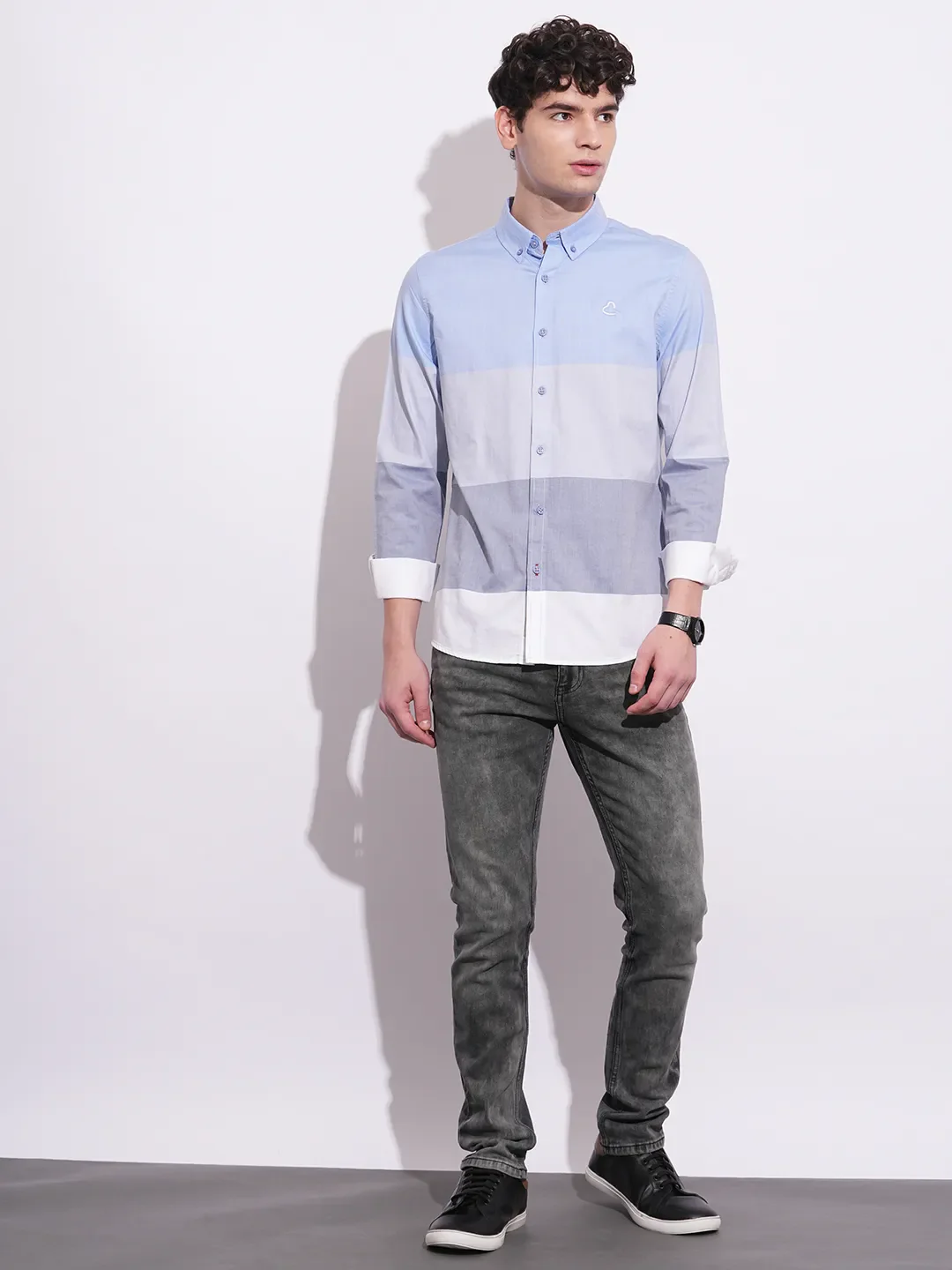 Blue Regular Fit Regular Collar Men's Shirt by Being Human Clothing - Image 4