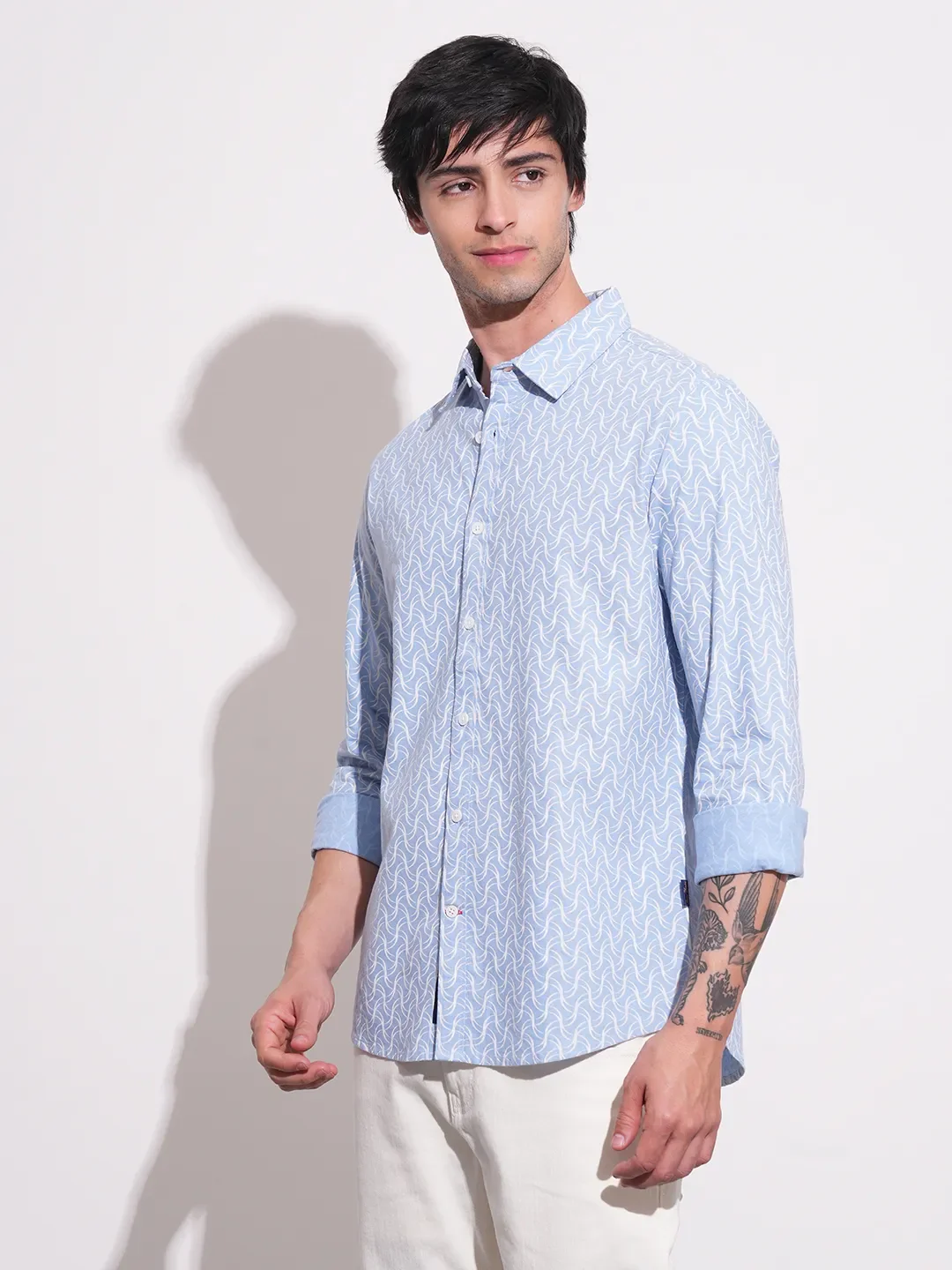 Blue Slim Fit Regular Collar Men's Shirt by Being Human Clothing - Image 2