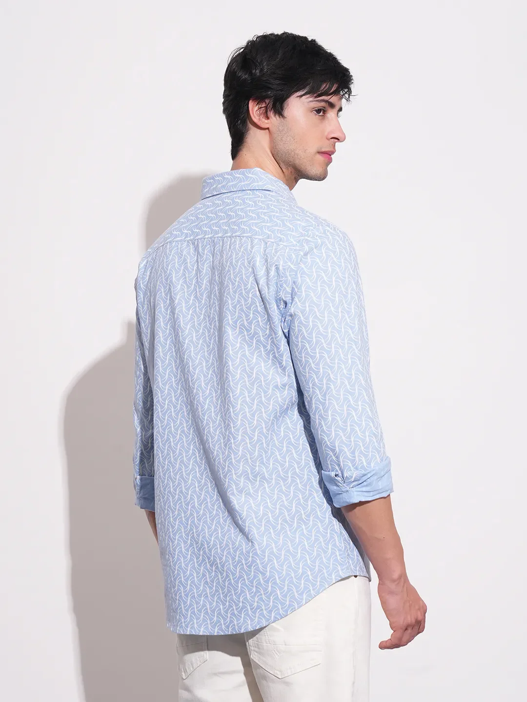 Blue Slim Fit Regular Collar Men's Shirt by Being Human Clothing - Image 3