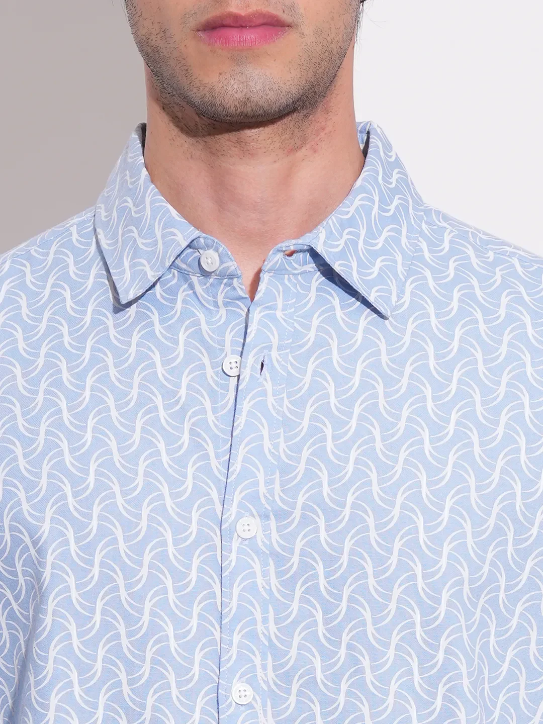 Blue Slim Fit Regular Collar Men's Shirt by Being Human Clothing - Image 5