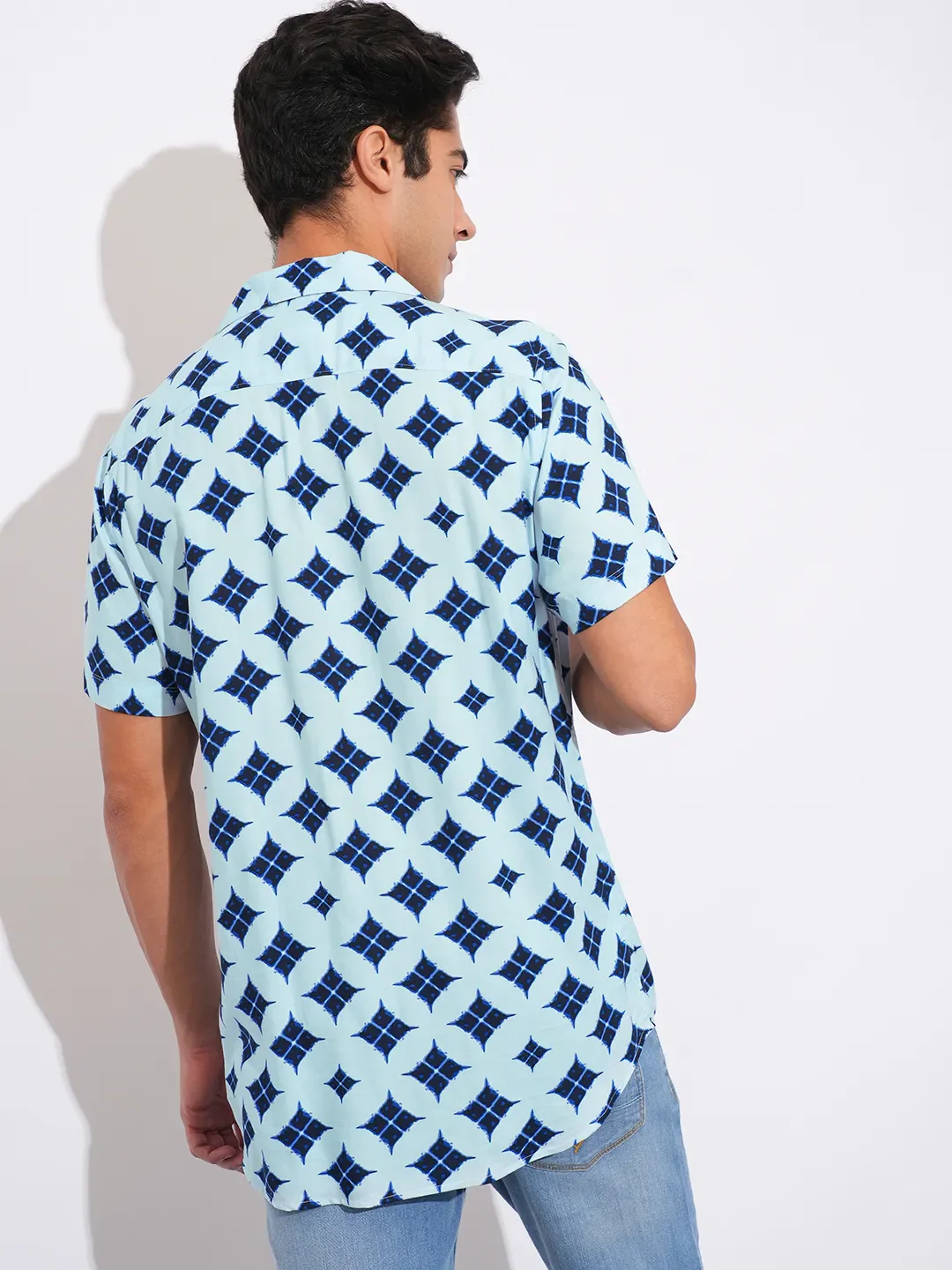 Blue Slim Fit Resort Collar Men's Shirt by Being Human Clothing - Image 3