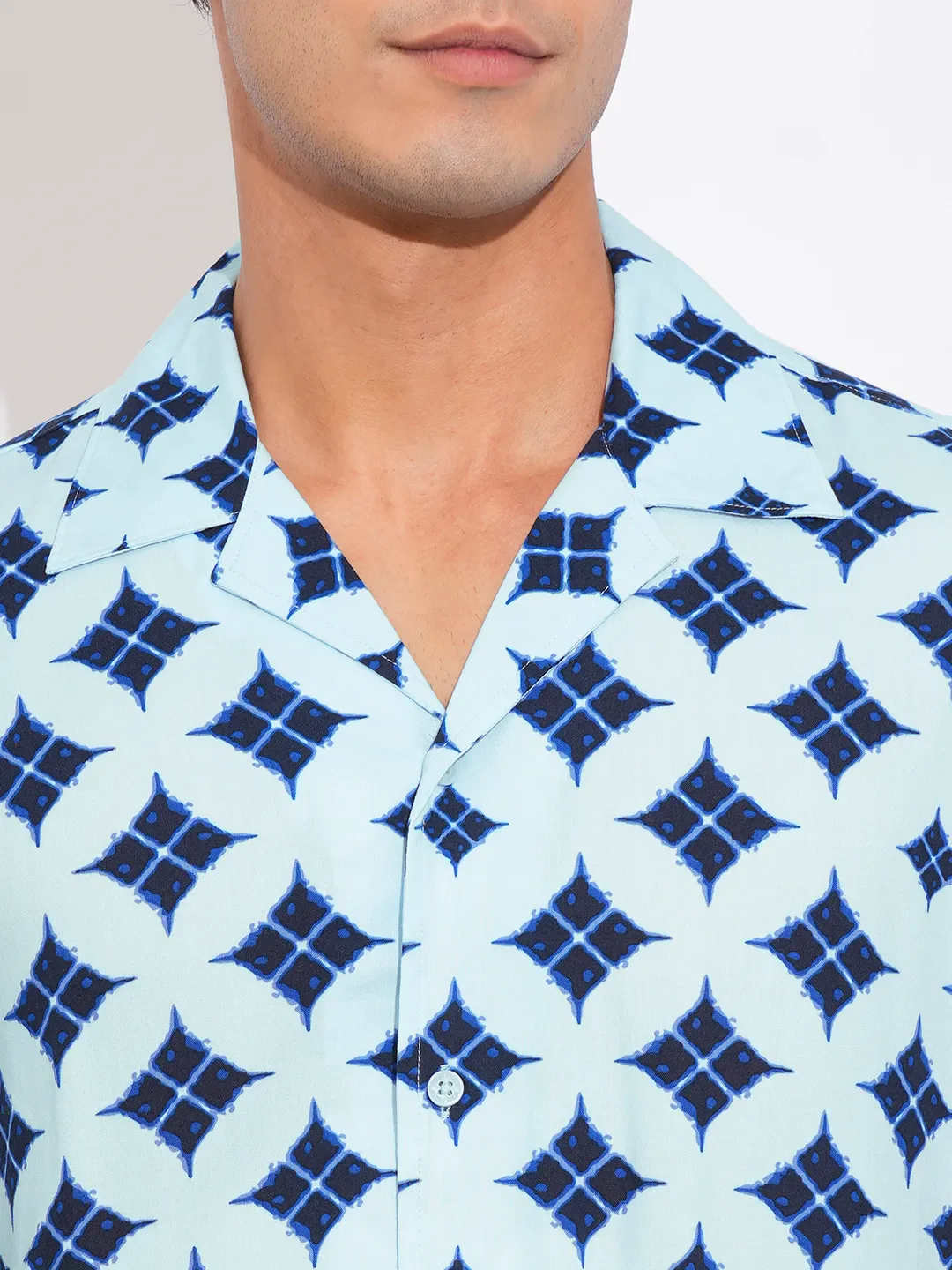 Blue Slim Fit Resort Collar Men's Shirt by Being Human Clothing - Image 5