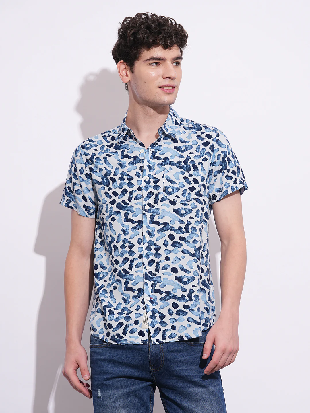 Blue Regular Fit Regular Collar Men's Shirt by Being Human Clothing