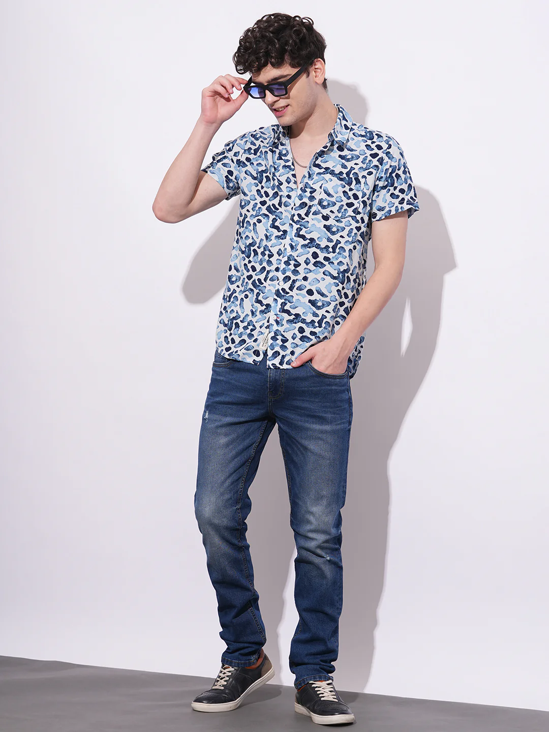 Blue Regular Fit Regular Collar Men's Shirt by Being Human Clothing - Image 5