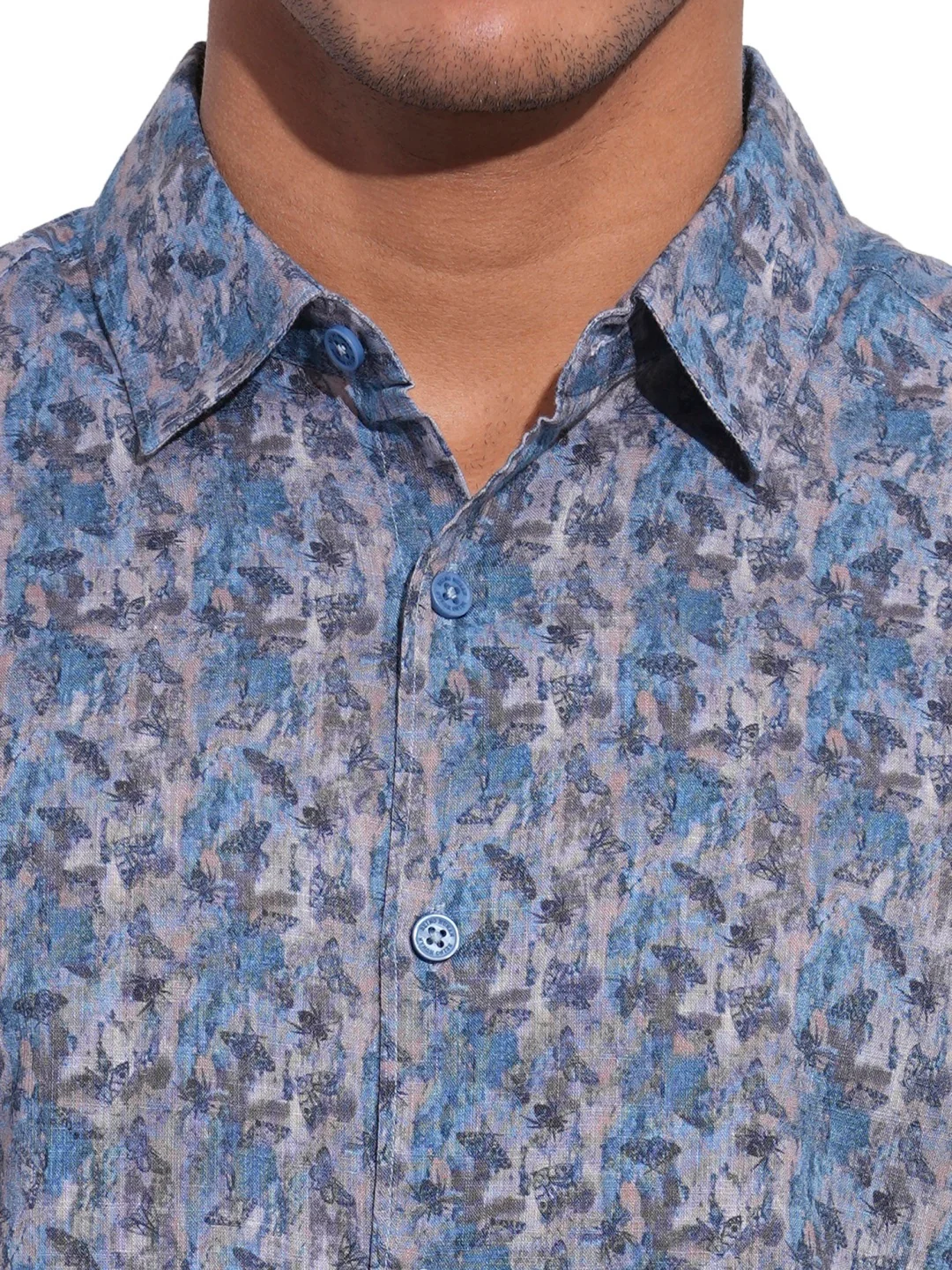 Blue Regular Fit Regular Collar Men's Shirt by Being Human Clothing - Image 4