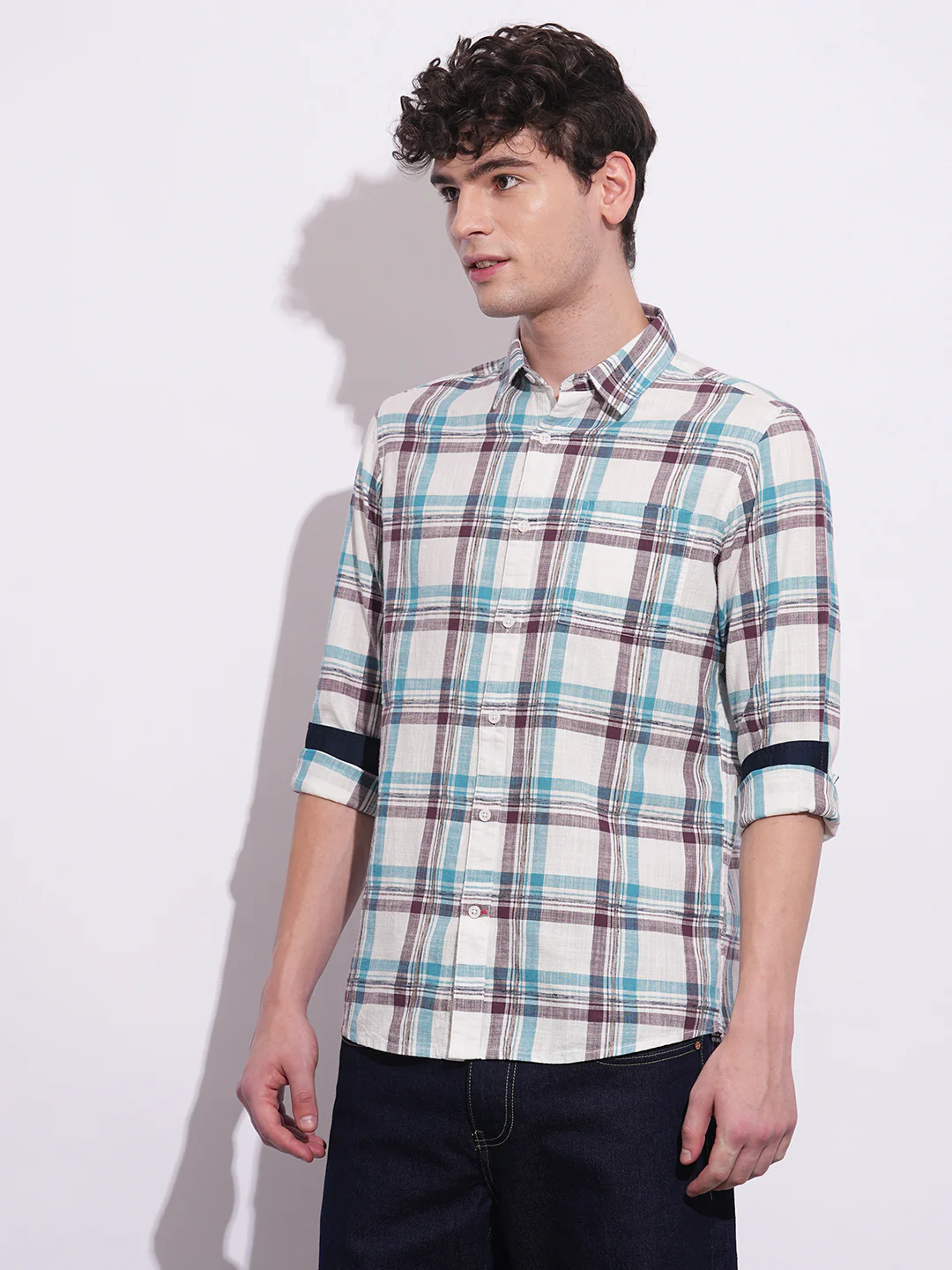 Blue Regular Fit Regular Collar Men's Shirt by Being Human Clothing - Image 2