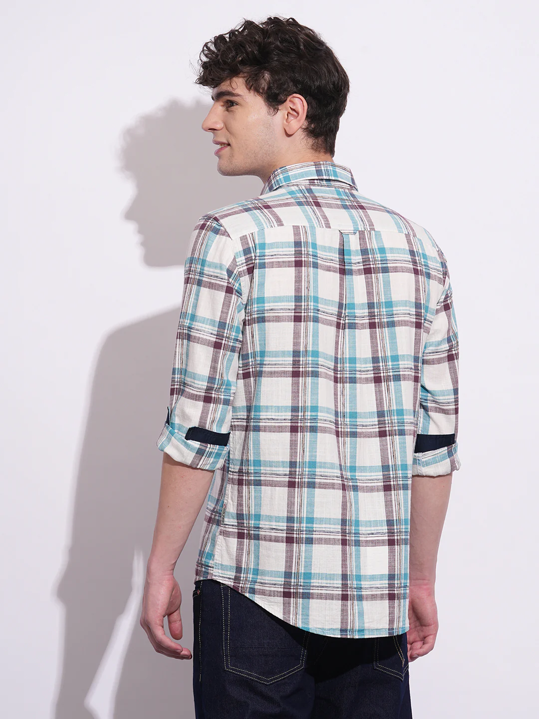 Blue Regular Fit Regular Collar Men's Shirt by Being Human Clothing - Image 3