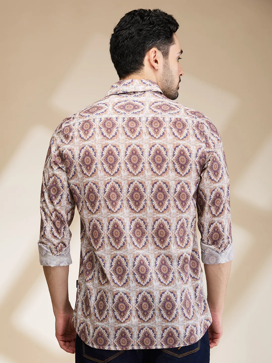 Brown Slim Fit Regular Collar Men's Shirt by Being Human Clothing - Image 3