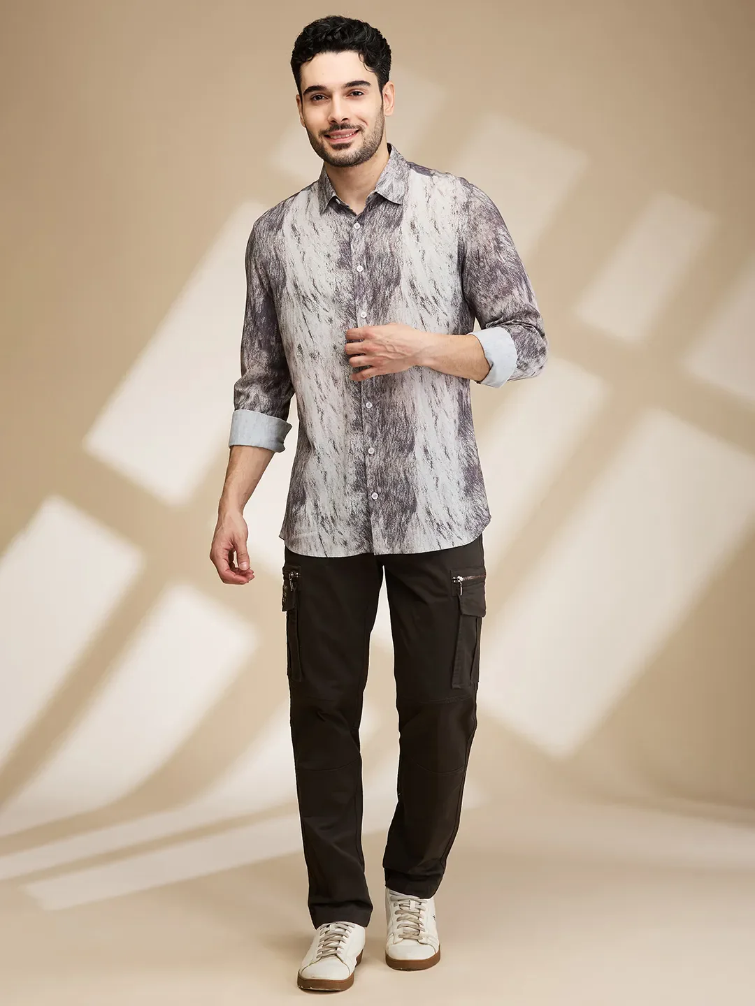 Brown Slim Fit Regular Collar Men's Shirt by Being Human Clothing - Image 2