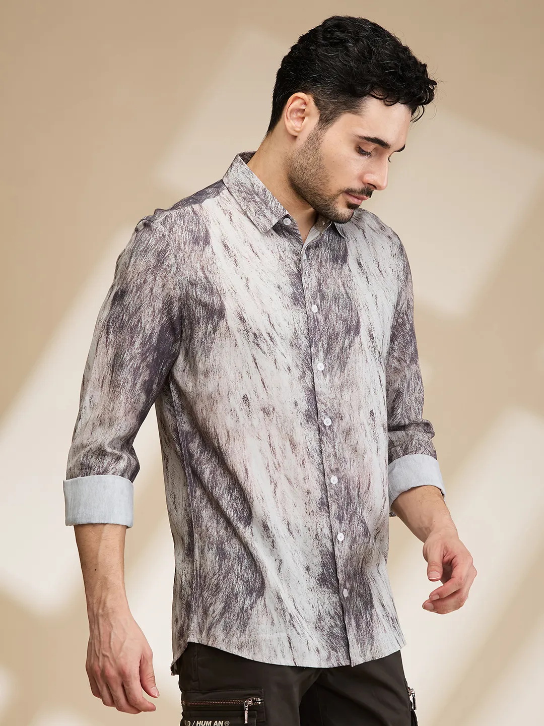 Brown Slim Fit Regular Collar Men's Shirt by Being Human Clothing - Image 4