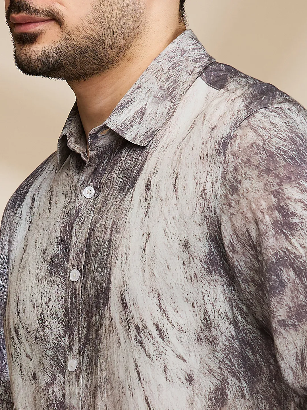 Brown Slim Fit Regular Collar Men's Shirt by Being Human Clothing - Image 5