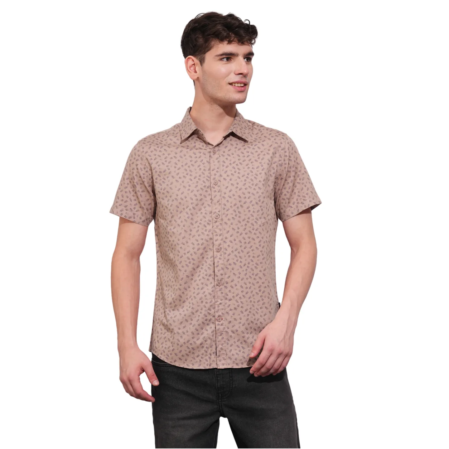 Brown Slim Straight Fit Regular Collar Long Sleeves Men's Shirt by Being Human Clothing