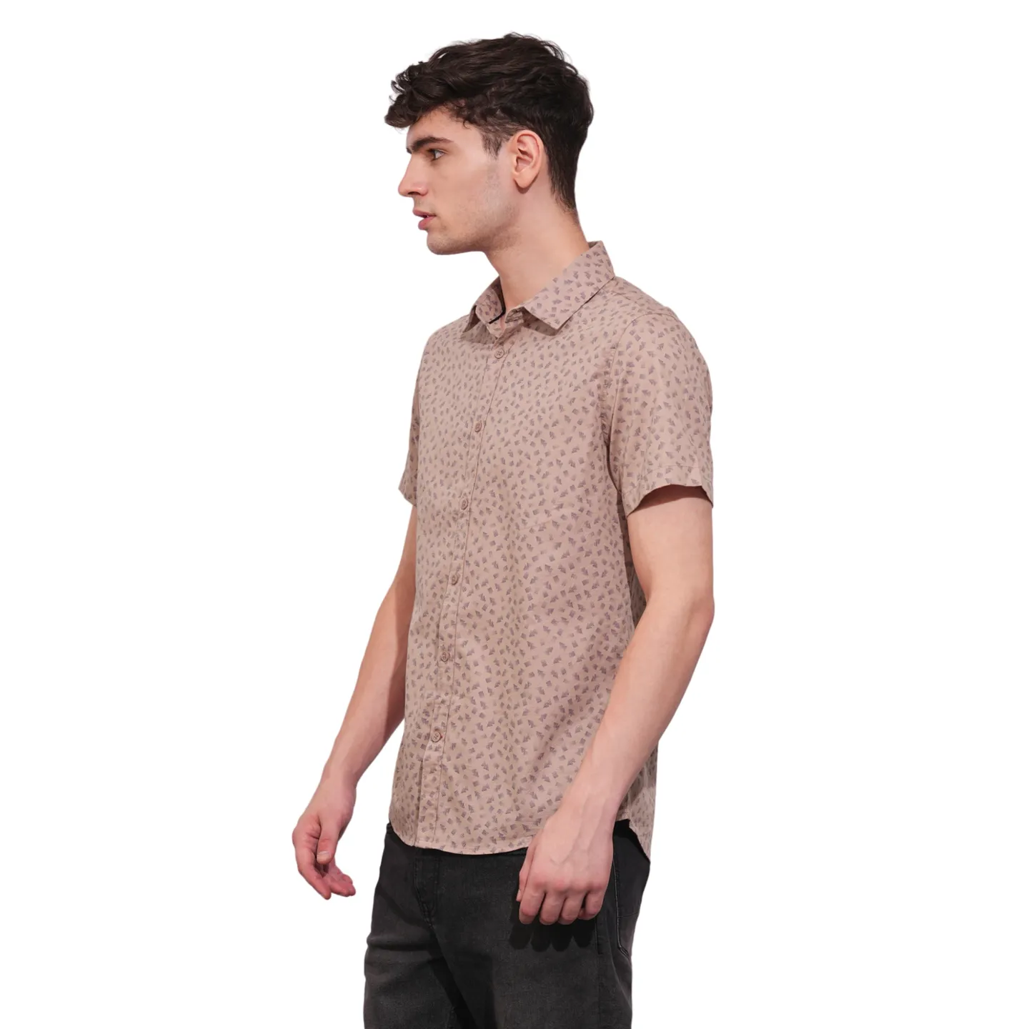 Brown Slim Straight Fit Regular Collar Long Sleeves Men's Shirt by Being Human Clothing - Image 2