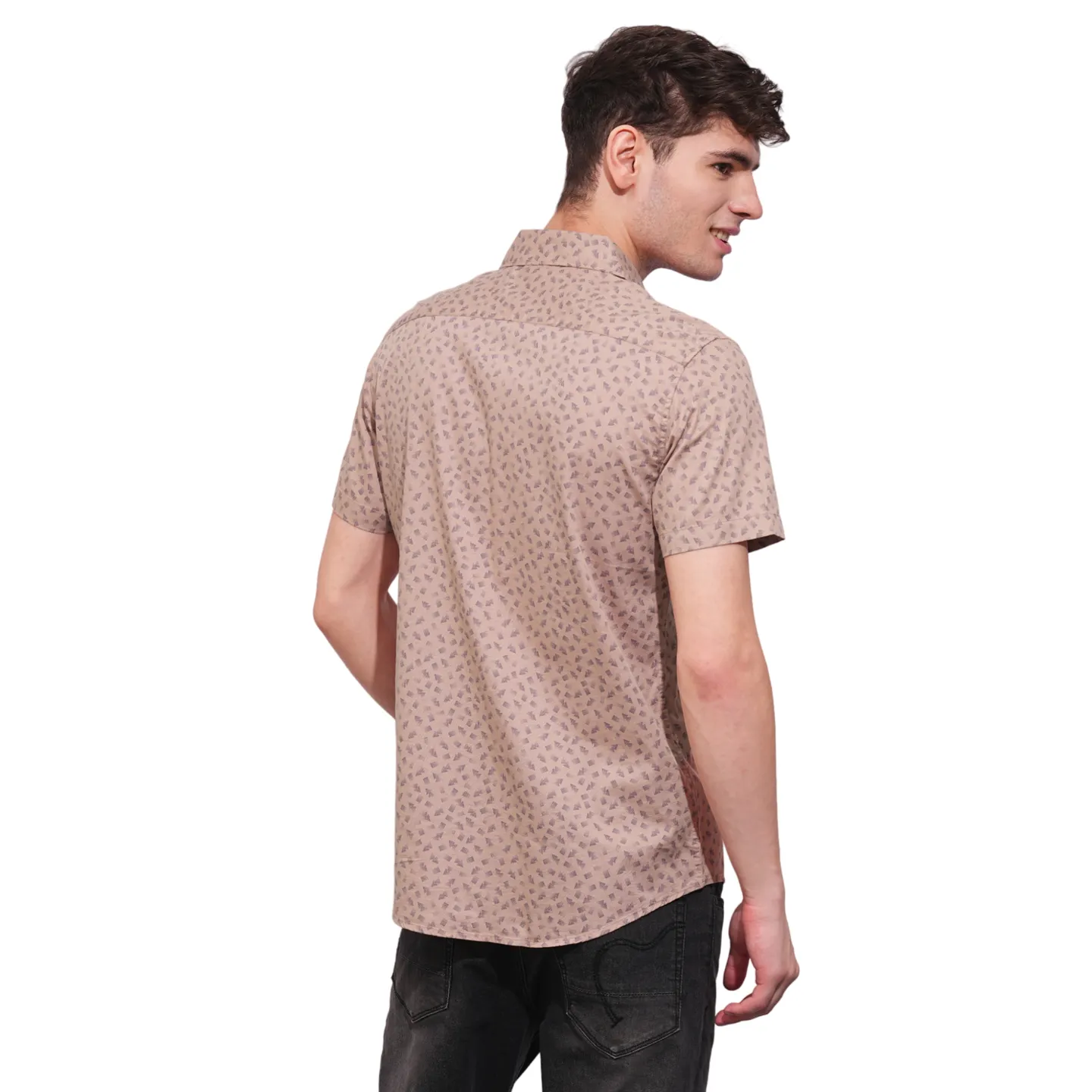 Brown Slim Straight Fit Regular Collar Long Sleeves Men's Shirt by Being Human Clothing - Image 3