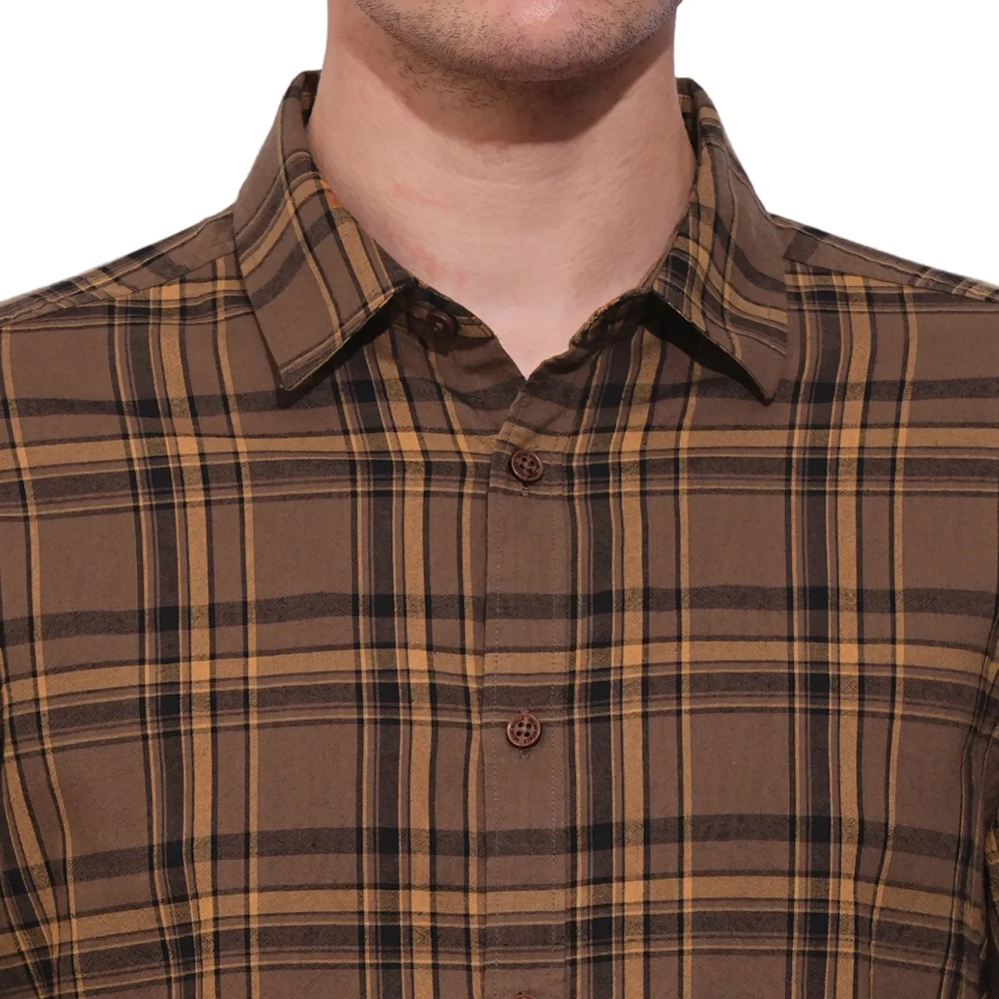 Brown Slim Straight Fit Regular Collar Long Sleeves Men's Shirt by Being Human Clothing - Image 5