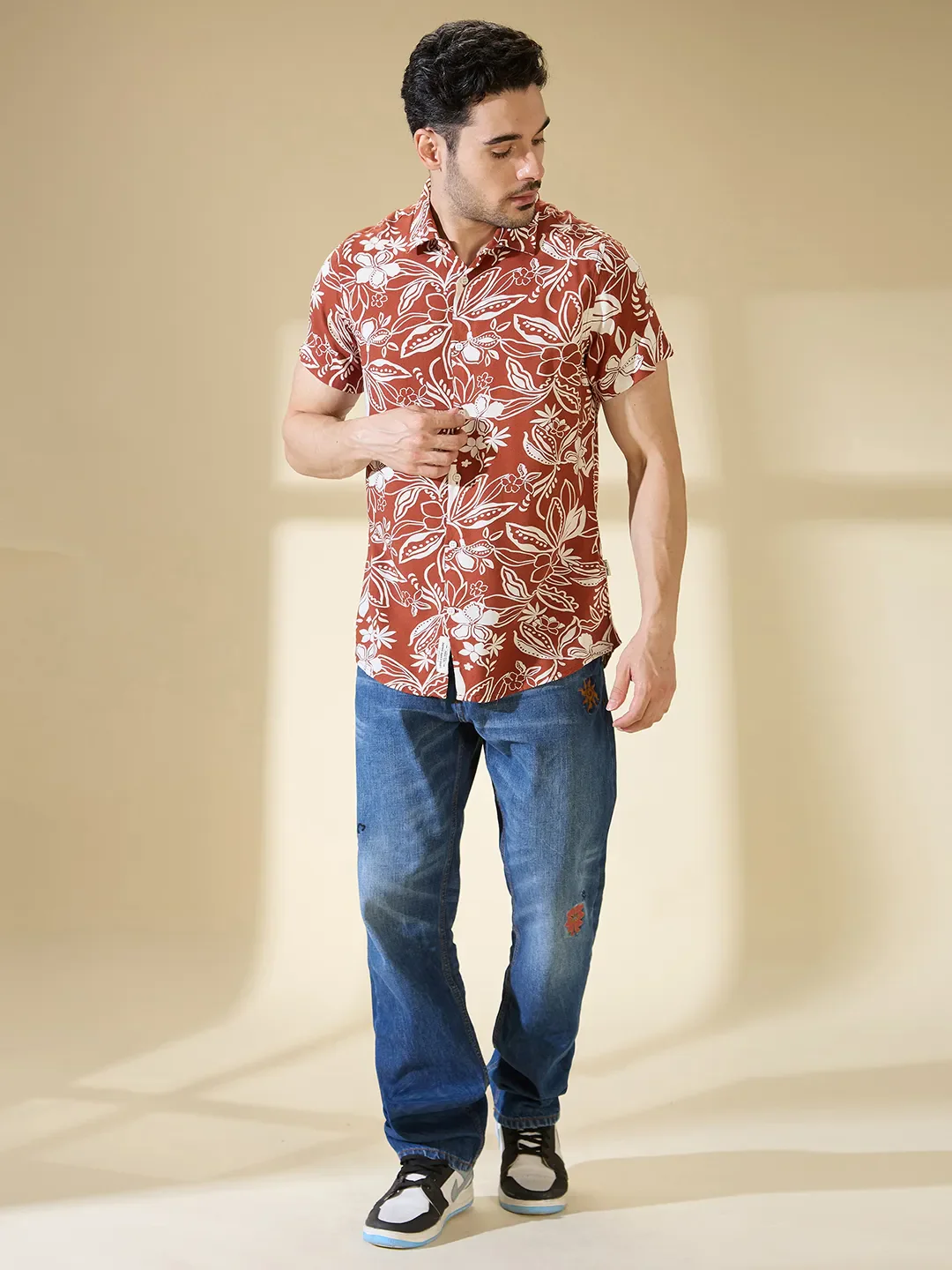 Brown Regular Fit Regular Collar Men's Shirt by Being Human Clothing - Image 2