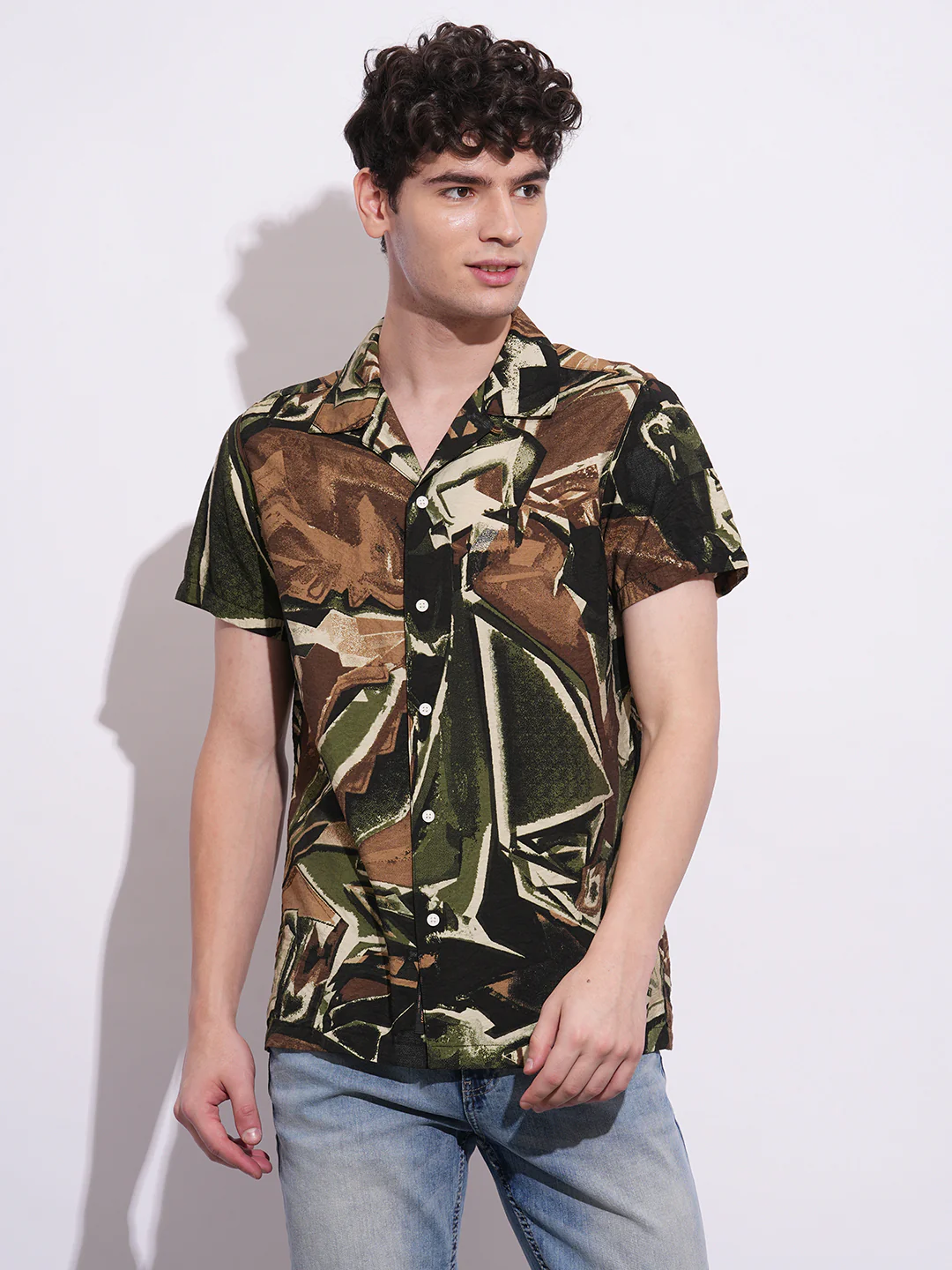Brown Regular Fit Regular Collar Men's Shirt by Being Human Clothing