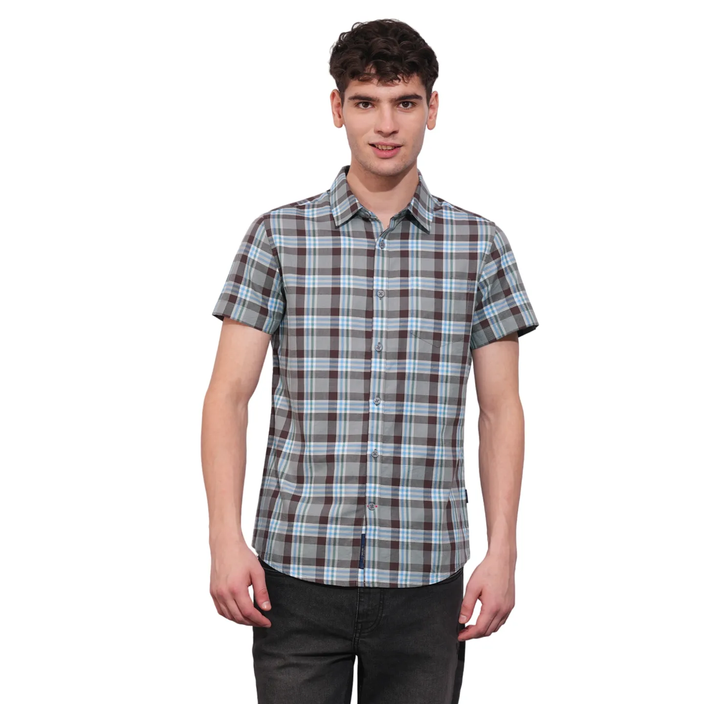 Brown Slim Fit Regular Collar Men's Shirt by Being Human Clothing