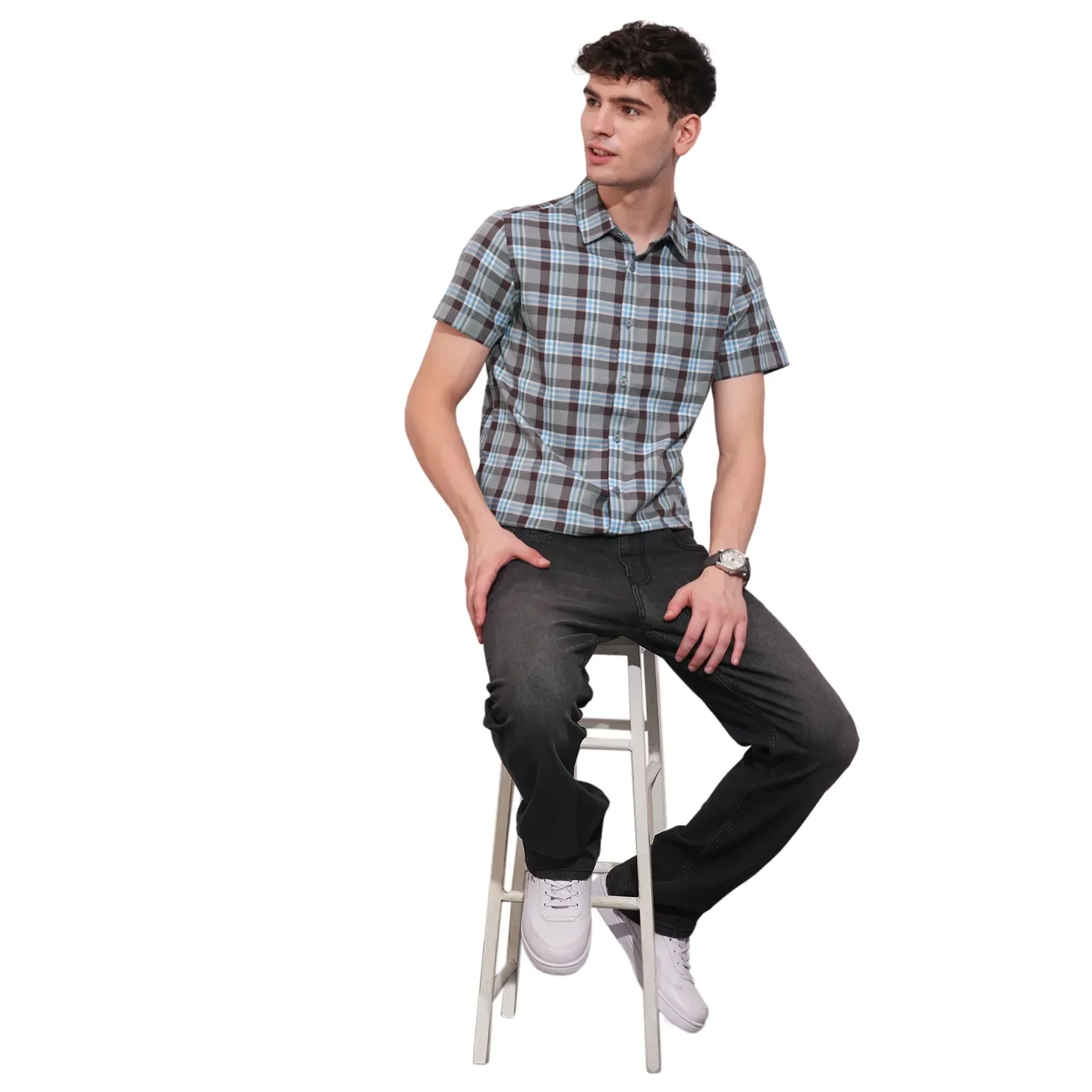 Brown Slim Fit Regular Collar Men's Shirt by Being Human Clothing - Image 4