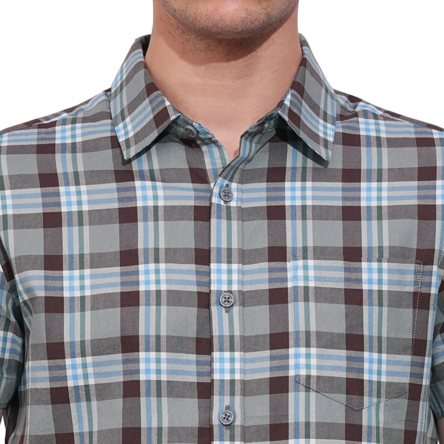 Brown Slim Fit Regular Collar Men's Shirt by Being Human Clothing - Image 5