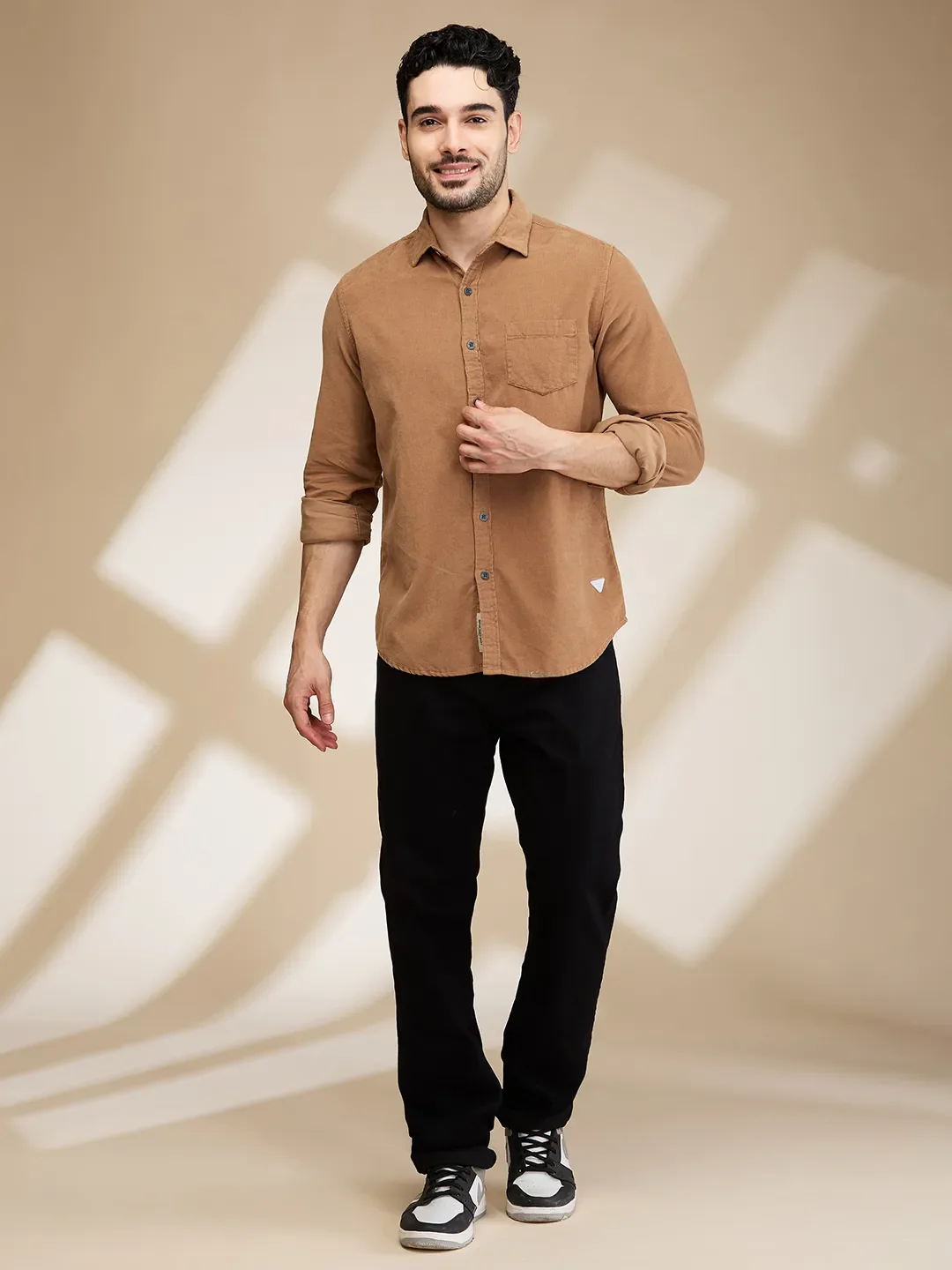 Brown Slim Fit Regular Collar Men's Shirt by Being Human Clothing - Image 2