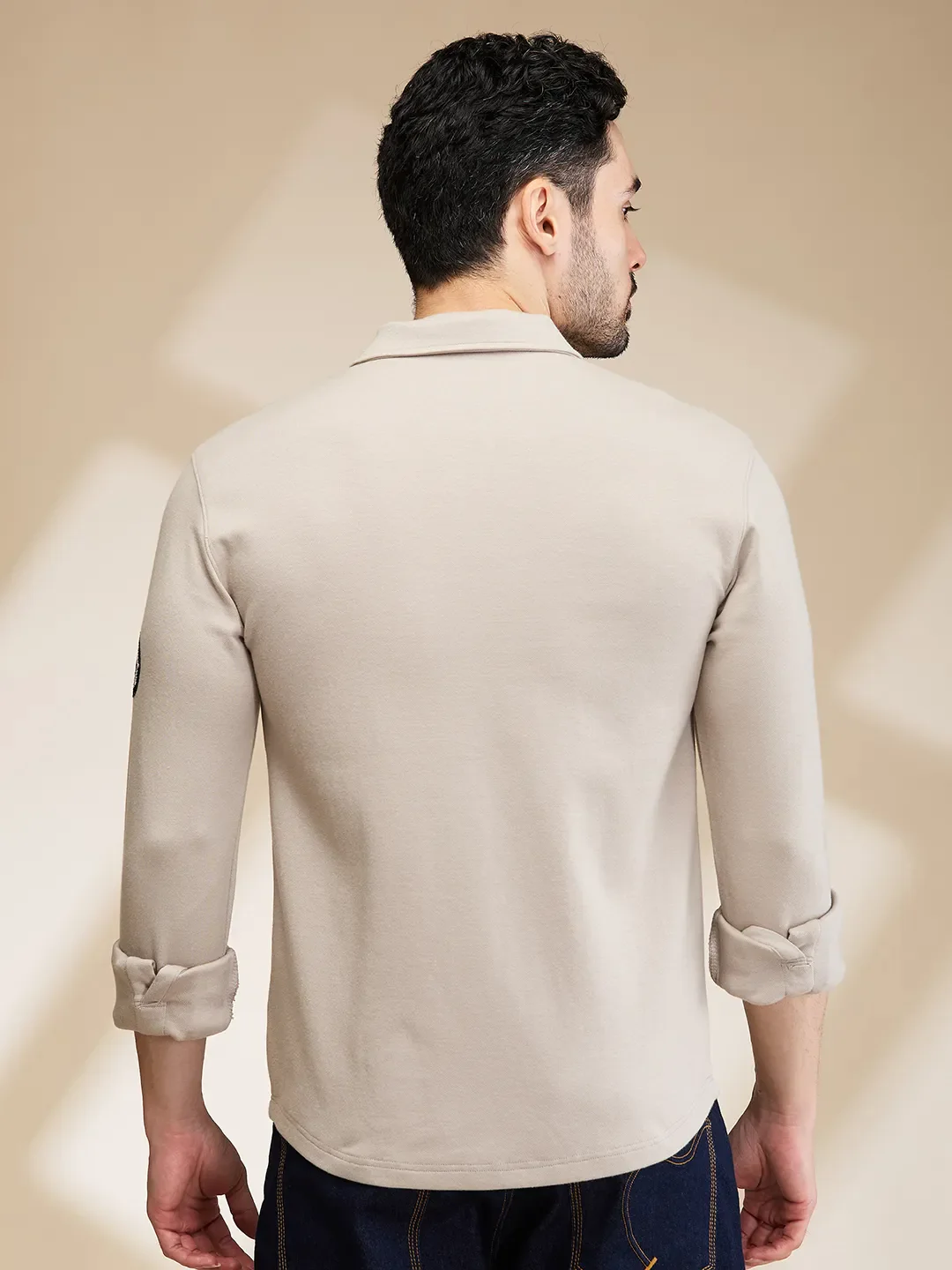 Grey Slim Fit Regular Collar Men's Shirt by Being Human Clothing - Image 3